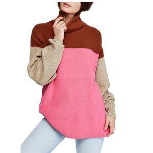 Free People Colorblock Turtleneck Sweater